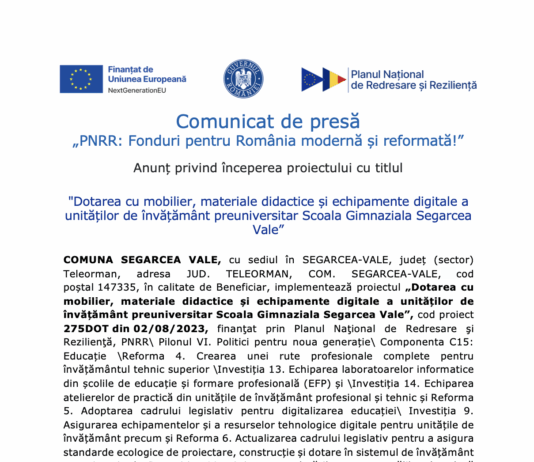 Segarcea incepere proiect